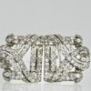 Deco Diamond Double Clip Brooches Platinum