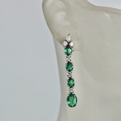 Emerald Drop Dangle Earrings 18K