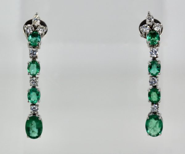 Emerald Drop Dangle Earrings 18K