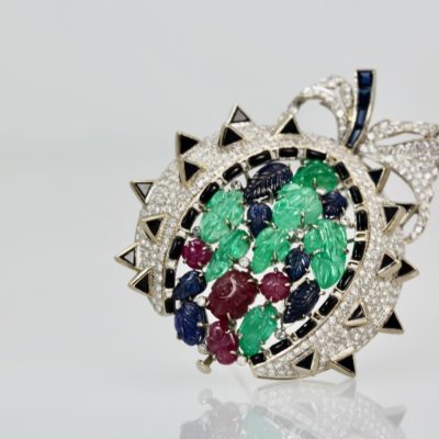 Tutti Frutti Brooch Pendant 18K