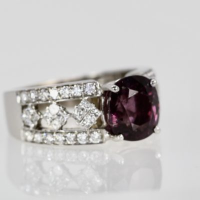 Natural Purple Sapphire Diamond Ring