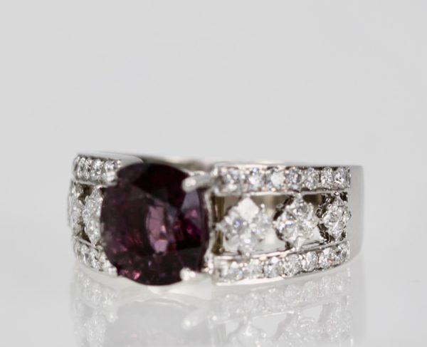 Natural Purple Sapphire Diamond Ring
