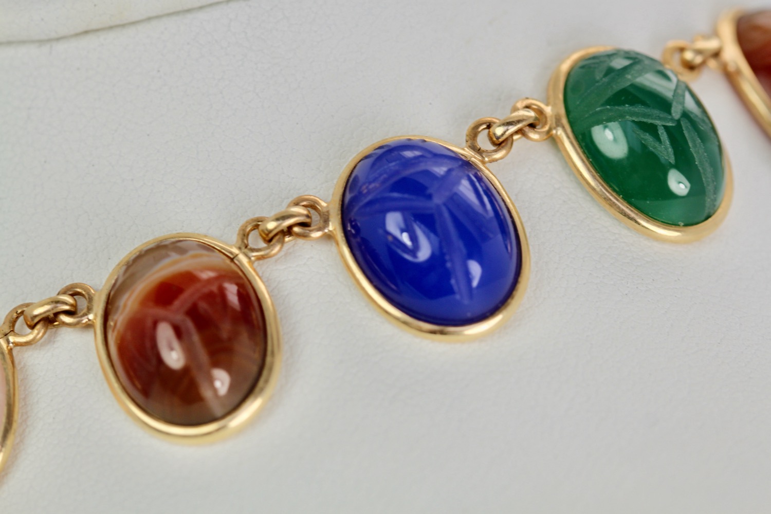 Scarab multi stone necklace plus two matching bracelets