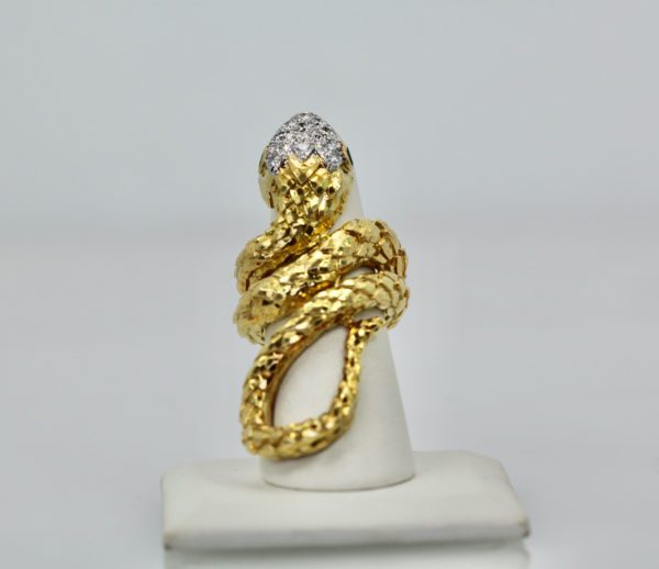 David Webb Gold Diamond Snake ring