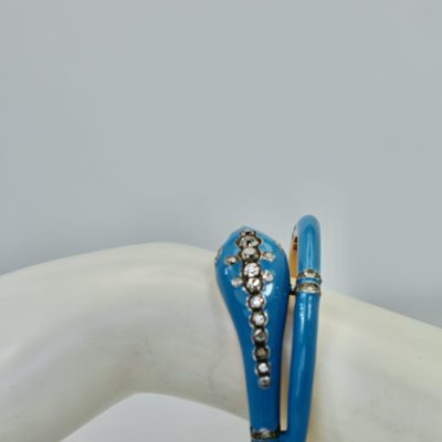 19th Century Turquoise Enamel Snake Bracelet