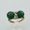 Emerald Double Carved Diamond Ring