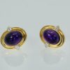 David Webb Amethyst Cabochon Earrings 18K