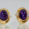 David Webb Amethyst Cabochon Earrings 18K