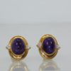 David Webb Amethyst Cabochon Earrings 18K