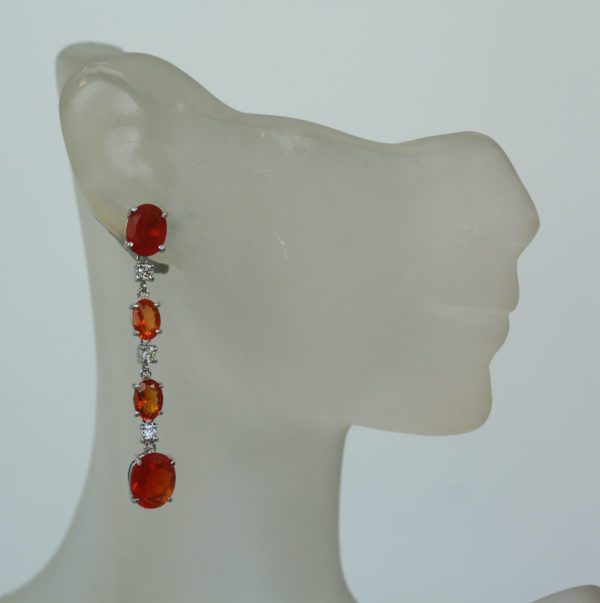 Fire Opal Long Earrings