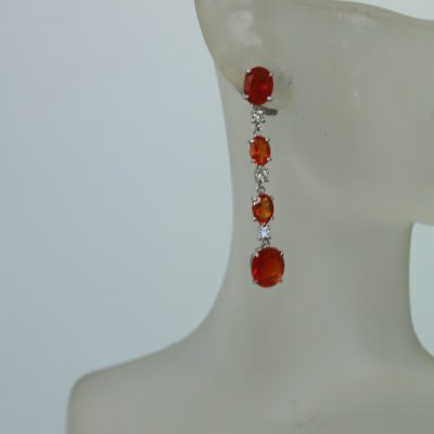 Fire Opal Drop Earrings 18K