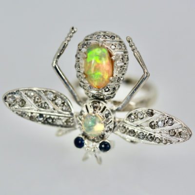 14K Butterfly with Silver Articulated Wings Opal Body