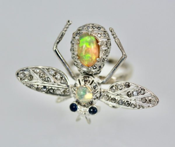 14K Butterfly with Silver Articulated Wings Opal Body
