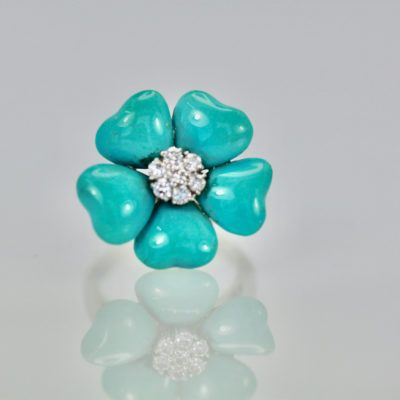 Turquoise and Diamond Ring 18K