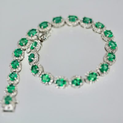 EMERALD DIAMOND PLATINUM LINK BRACELET - PLATINUM BRACELET BY CRIS NOTTI JEWELS