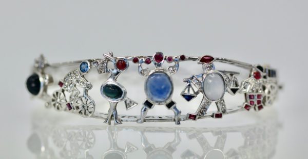 Art Deco Platinum Charms on Bracelet (2)