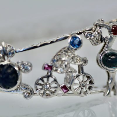 ART DECO PLATINUM CHARMS ON BRACELET 2 - PLATINUM BRACELET BY CRIS NOTTI JEWELS