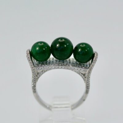 Jadeite Bead and Diamond Ring