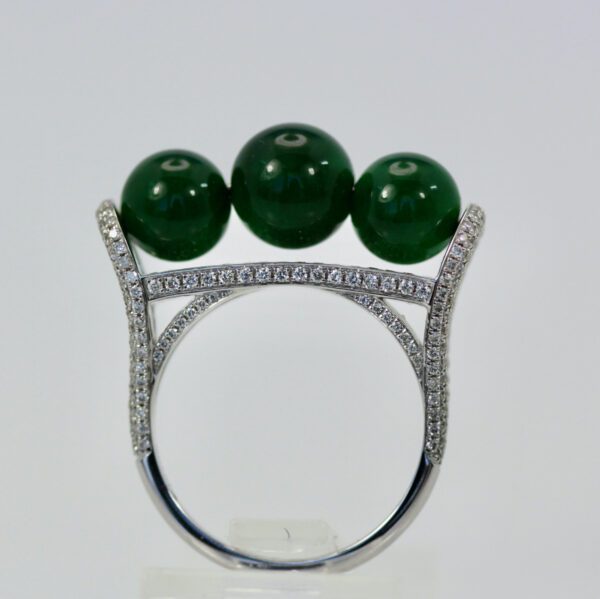 Jadeite Bead and Diamond Ring