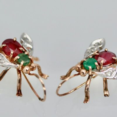 Gemstone 14K Yellow Gold Fly Earrings