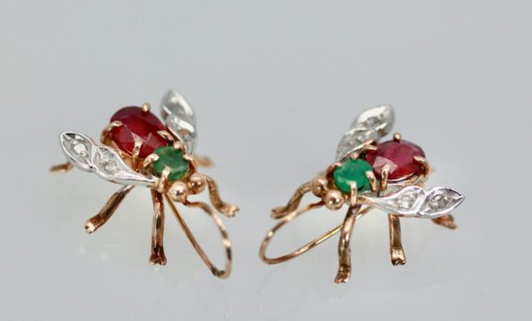 Gemstone 14K Yellow Gold Fly Earrings