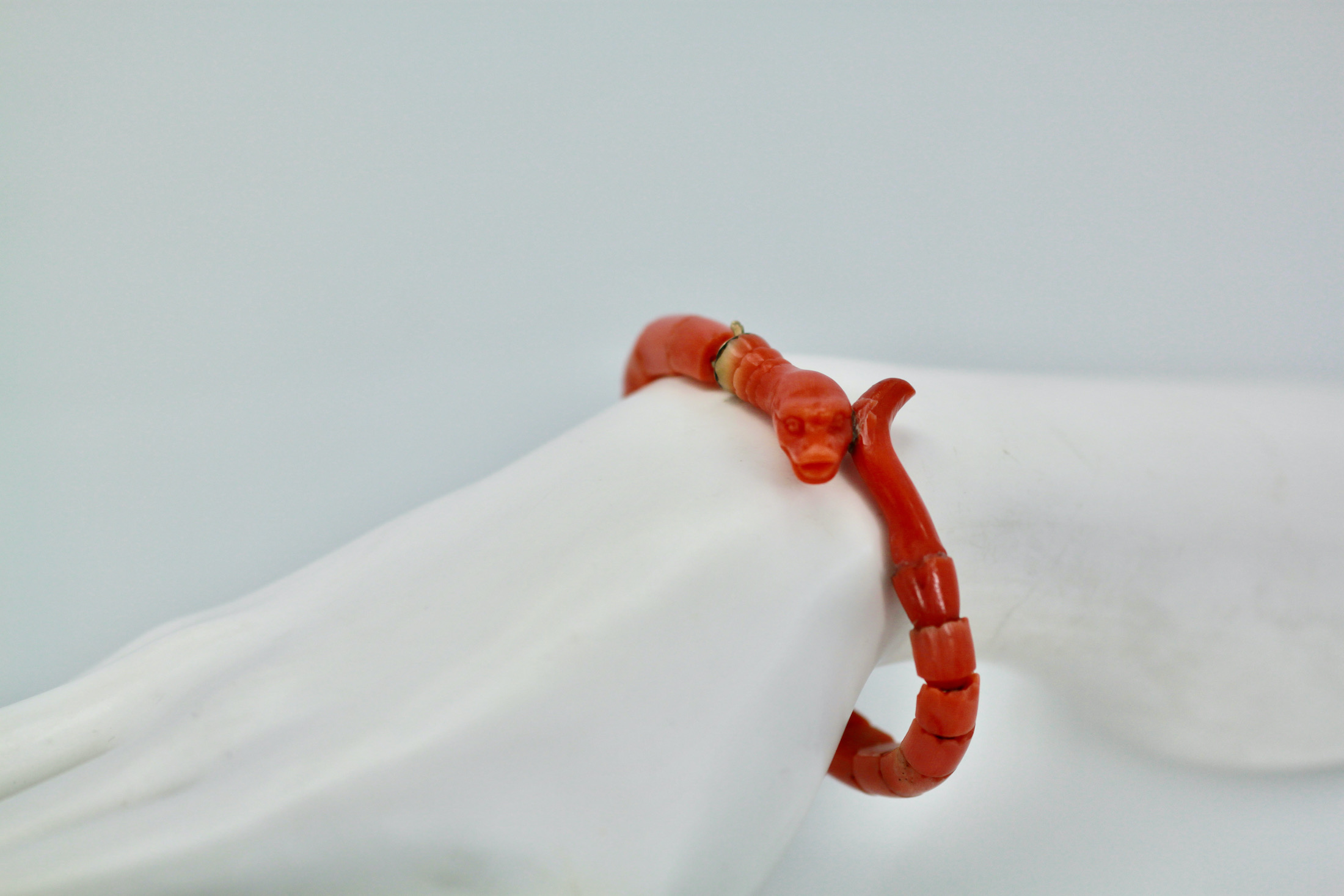 Vintage Mediterranean Orange Coral Snake Bracelet