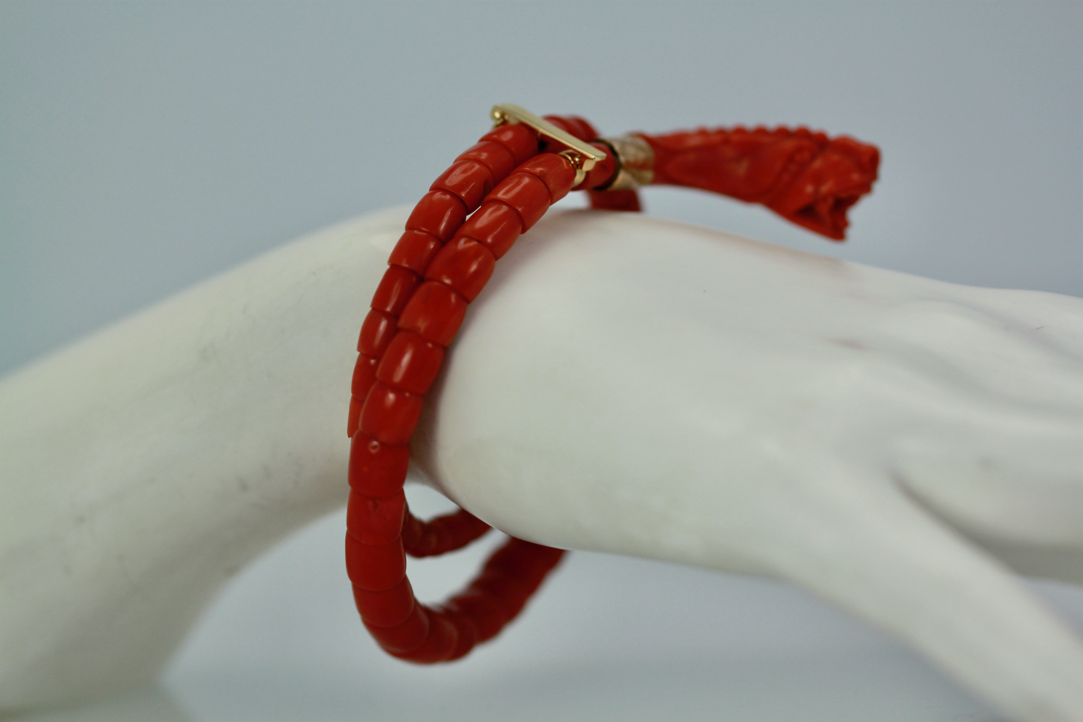 Orange Coral Snake Bracelet Double Wrap adjustable