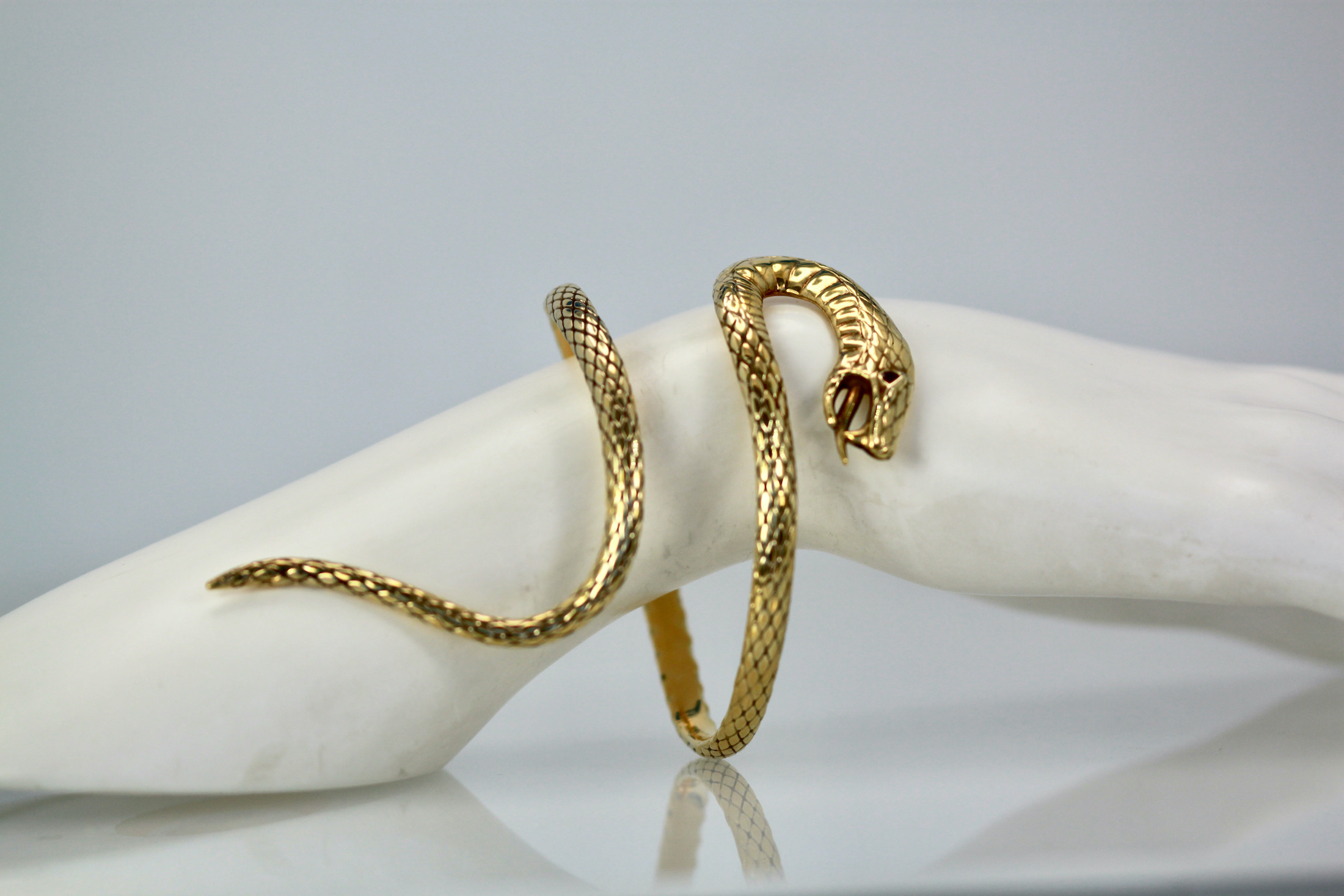 14K Yellow Gold etched Snake Bracelet attrib. Stephen Webster
