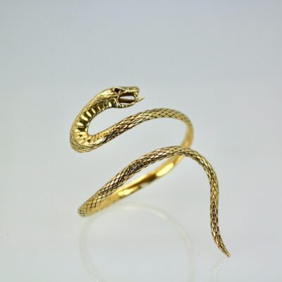14K Yellow Gold etched Snake Bracelet attrib. Stephen Webster