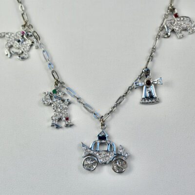 Deco Platinum Charm Necklace