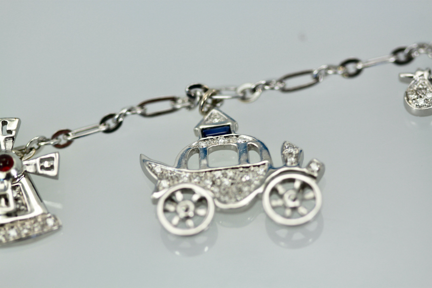 Deco Platinum Charm Necklace