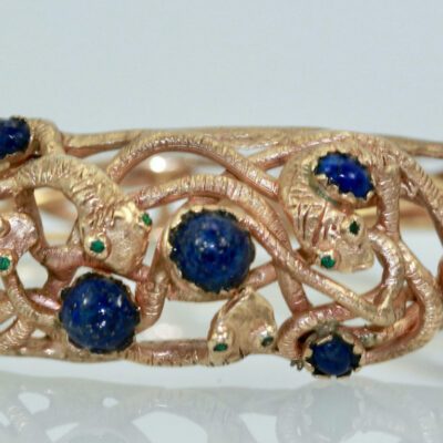 Snake Bracelet w/ Lapis 14K