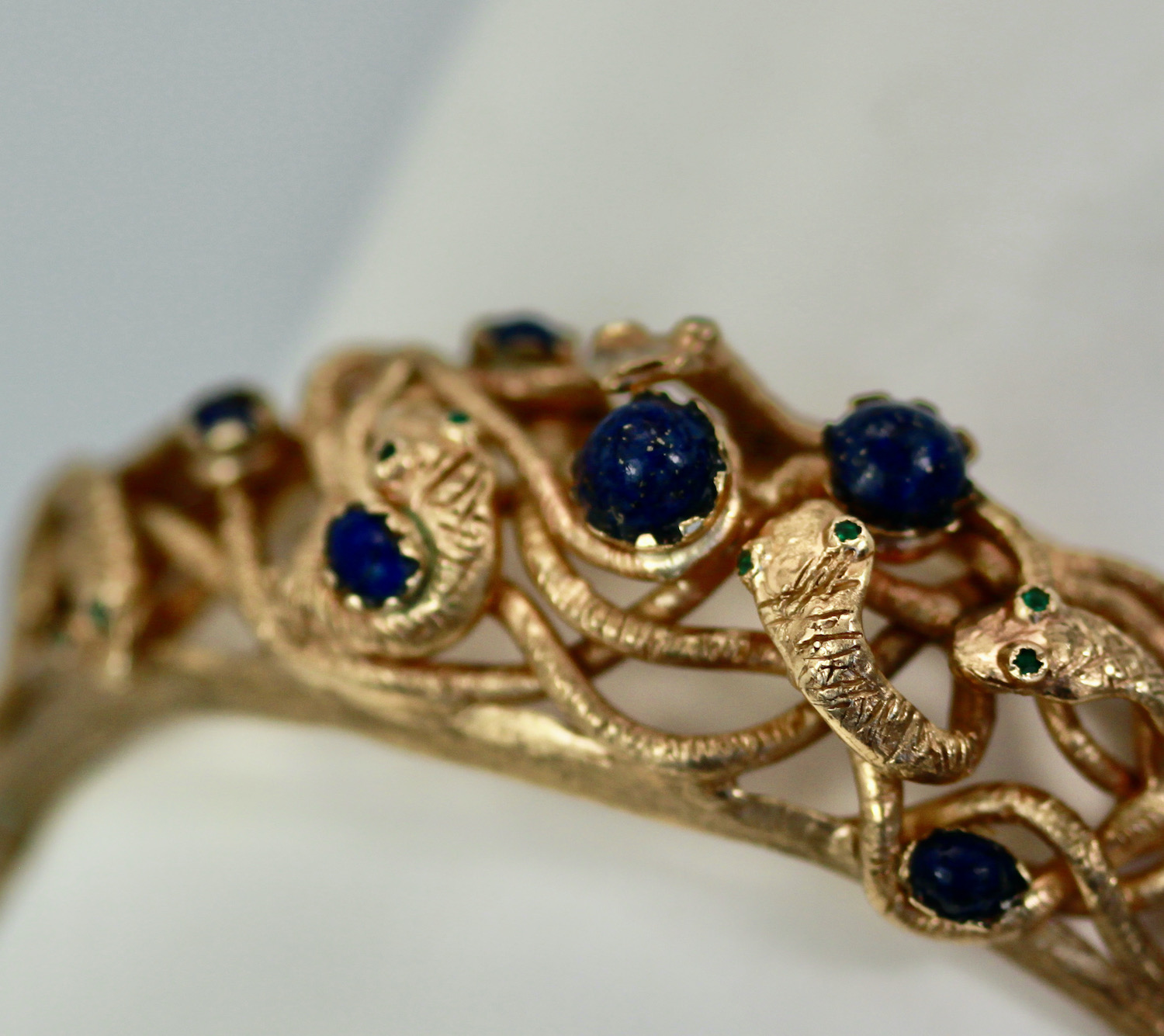 Snake Bracelet w/ Lapis 14K