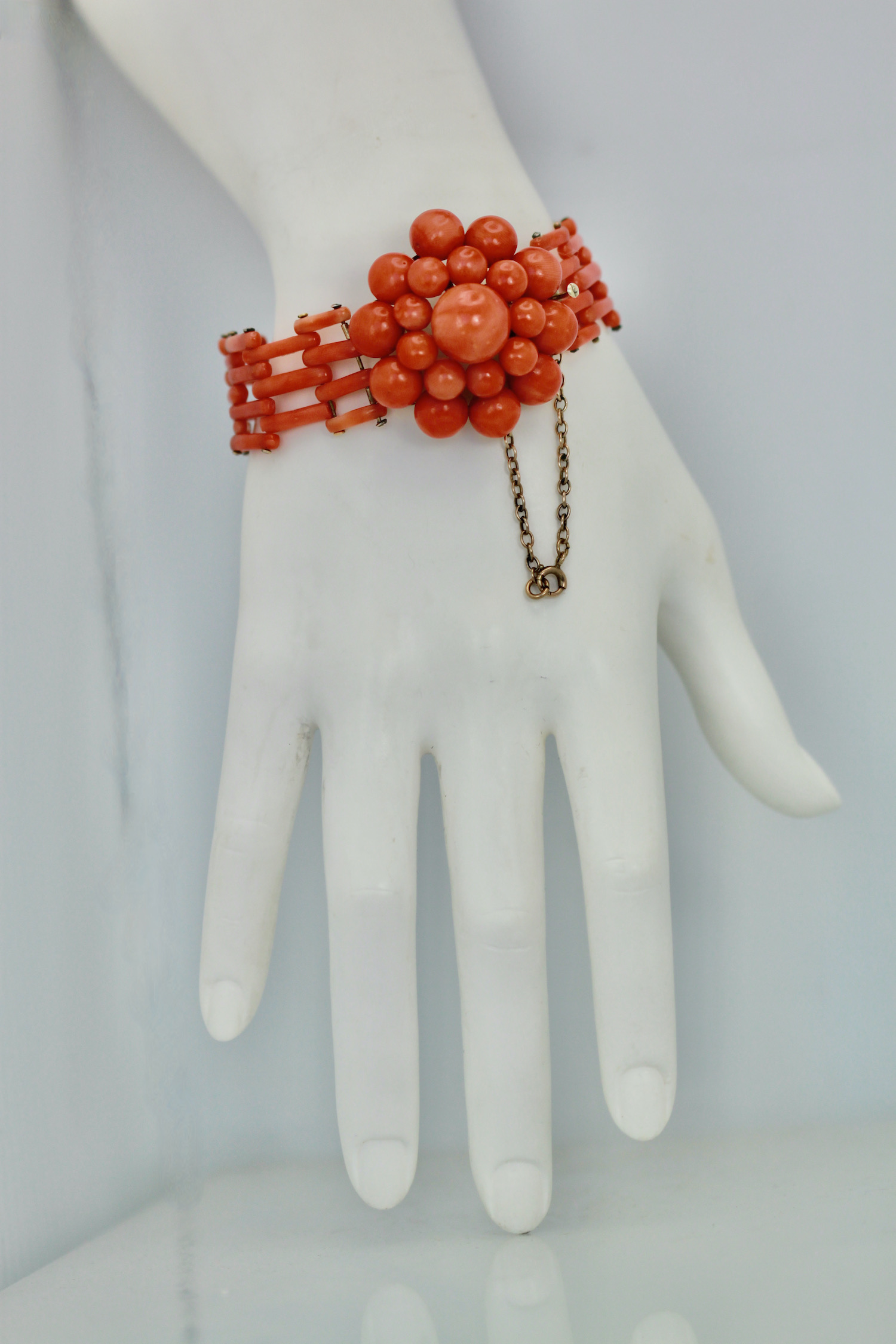 Vintage circa 1950 Coral Flower Bracelet