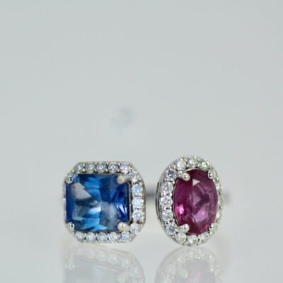 18K Blue and Pink Sapphire Diamond Ring 3.28 carats