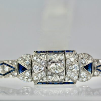 Art Deco Platinum Diamond Sapphire Bracelet