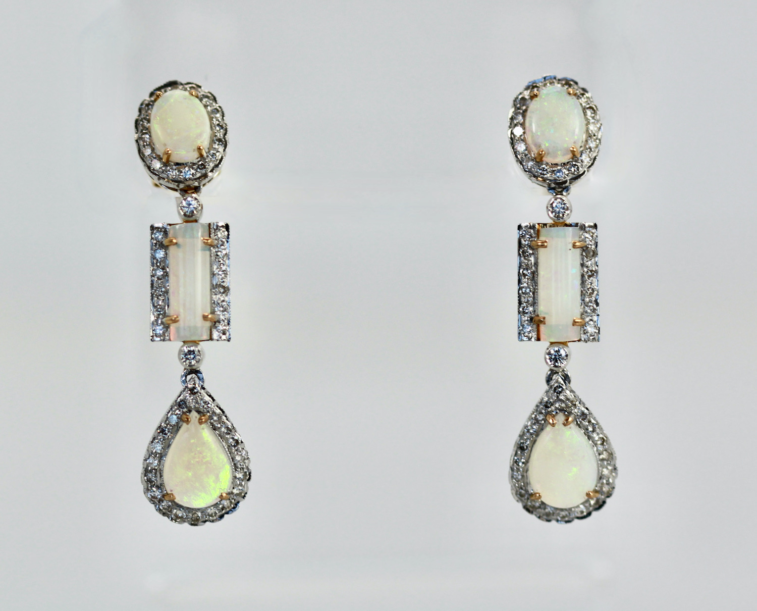 Opal Diamond 18K Drop Earrings