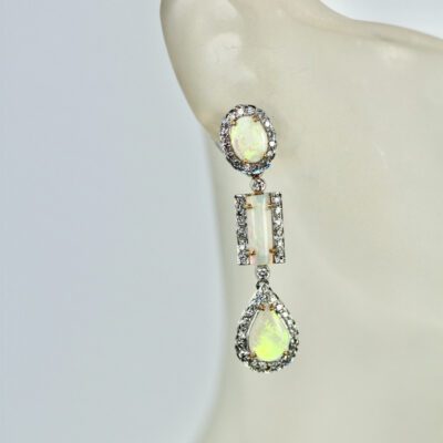 Opal Diamond 18K Drop Earrings