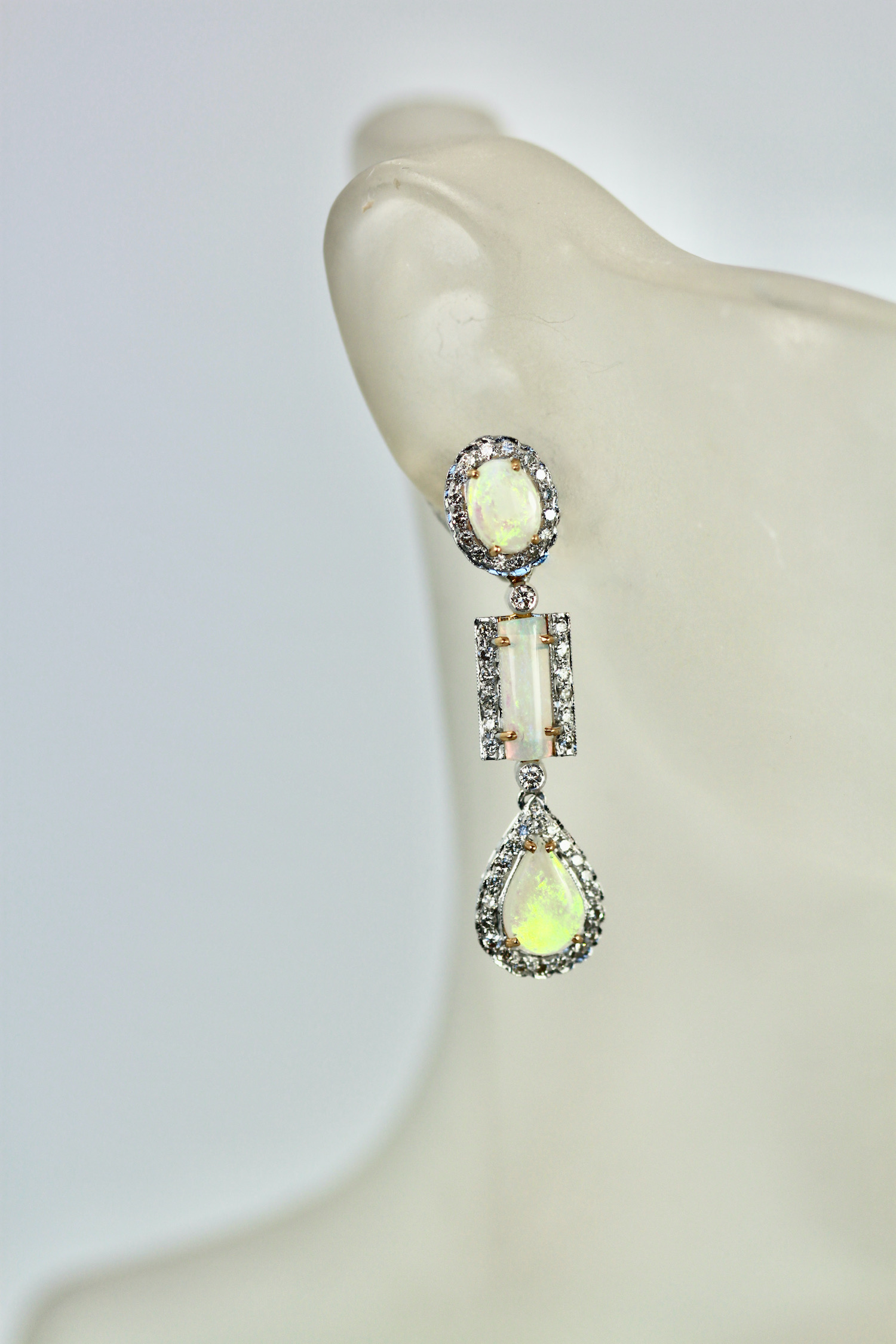Opal Diamond 18K Drop Earrings