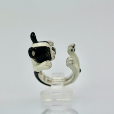 Enamel Silver Boston Terrier Dog