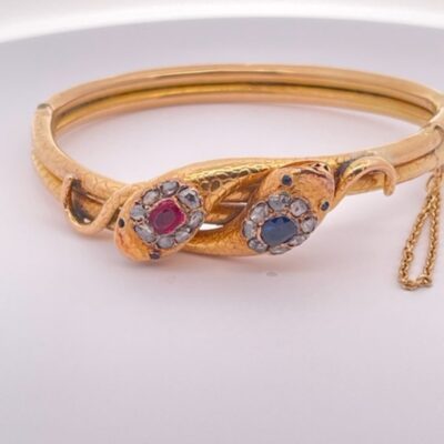 Antique Snake Bracelet Double head and body 18K 1880's