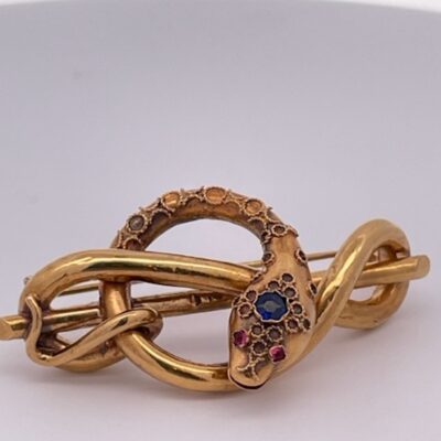 Victorian Snake Brooch 18K Yellow Gold