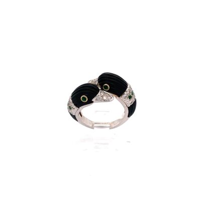 Van Cleef & Arpels Carved Onyx Double Swan Ring