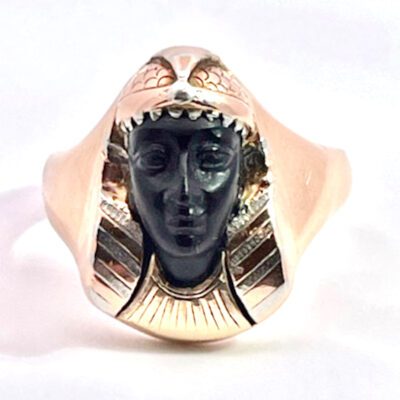 Egyptian Revival Black Onyx Pharaoh Ring