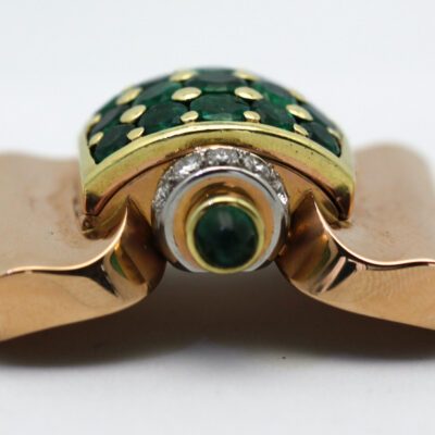 Retro Diamond Emerald Covered Wristwatch