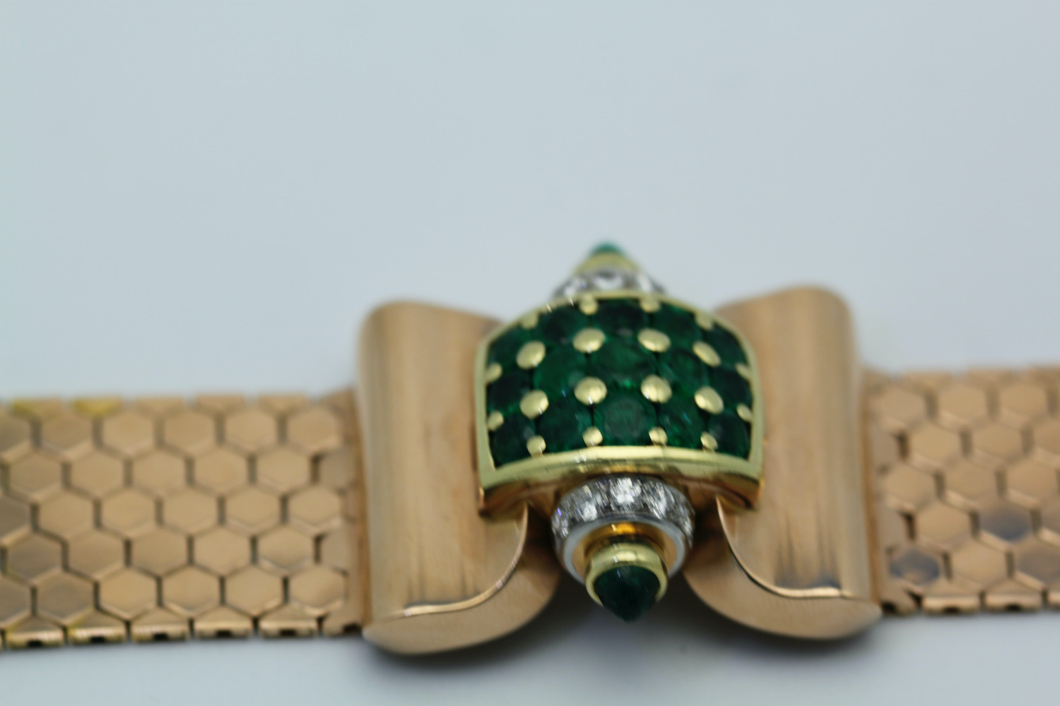 Retro Diamond Emerald Covered Wristwatch