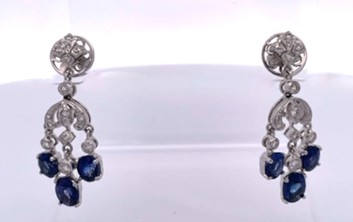 Sapphire Tassel Diamond Drop Earrings 18K