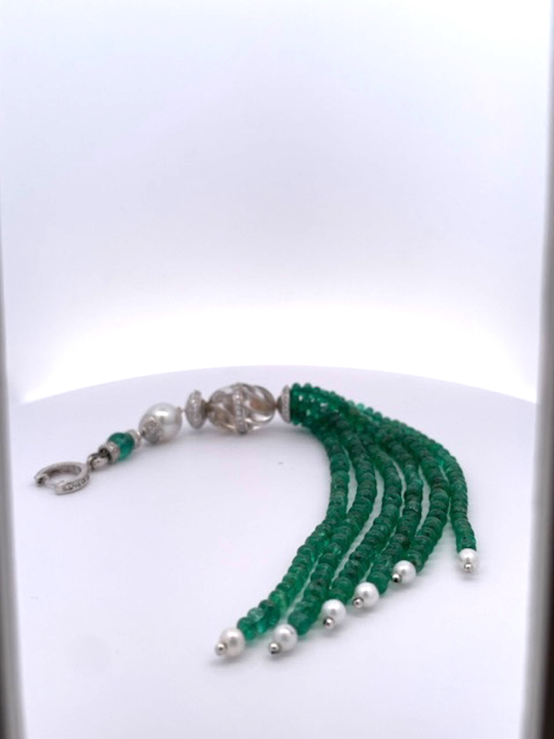 Rock Crystal Emerald Diamond Tassel