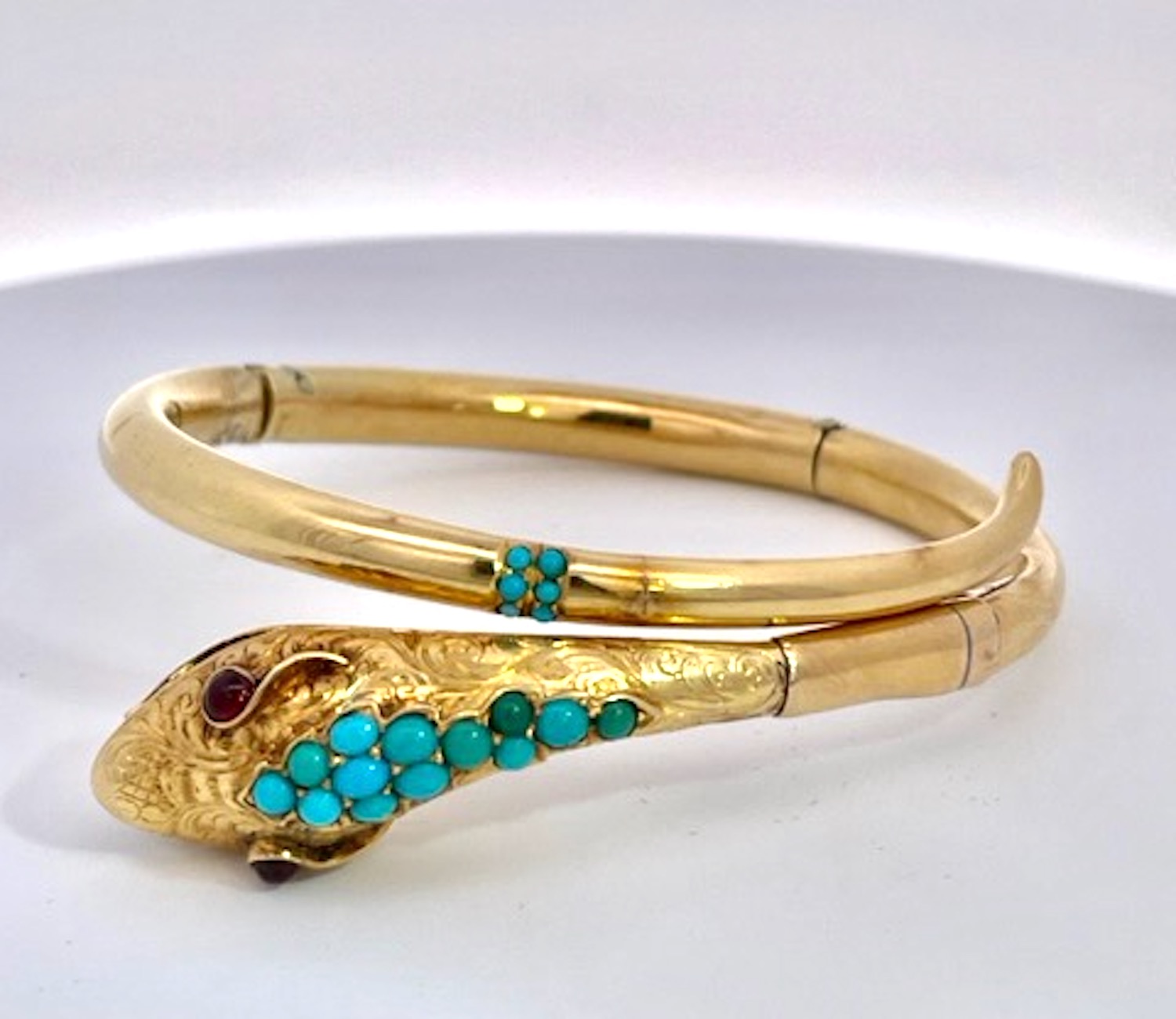 14K Yellow Gold Snake Bracelet Turquoise
