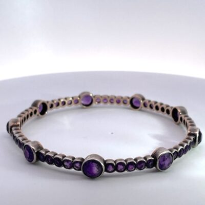 Amethyst Bangle Bracelet 19th Century 15K